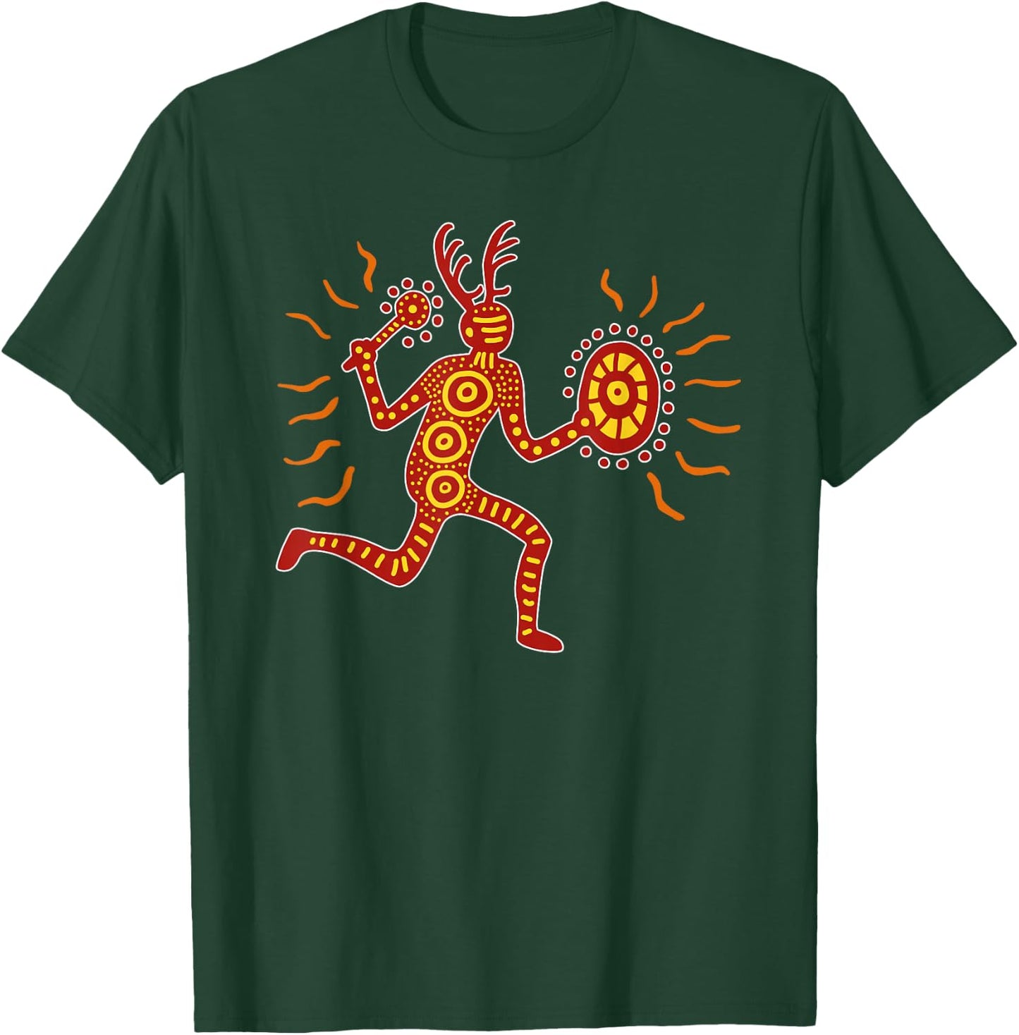 Running Deer Shaman Paleo Stammeskunst T-Shirt - T-Shirt | Forest