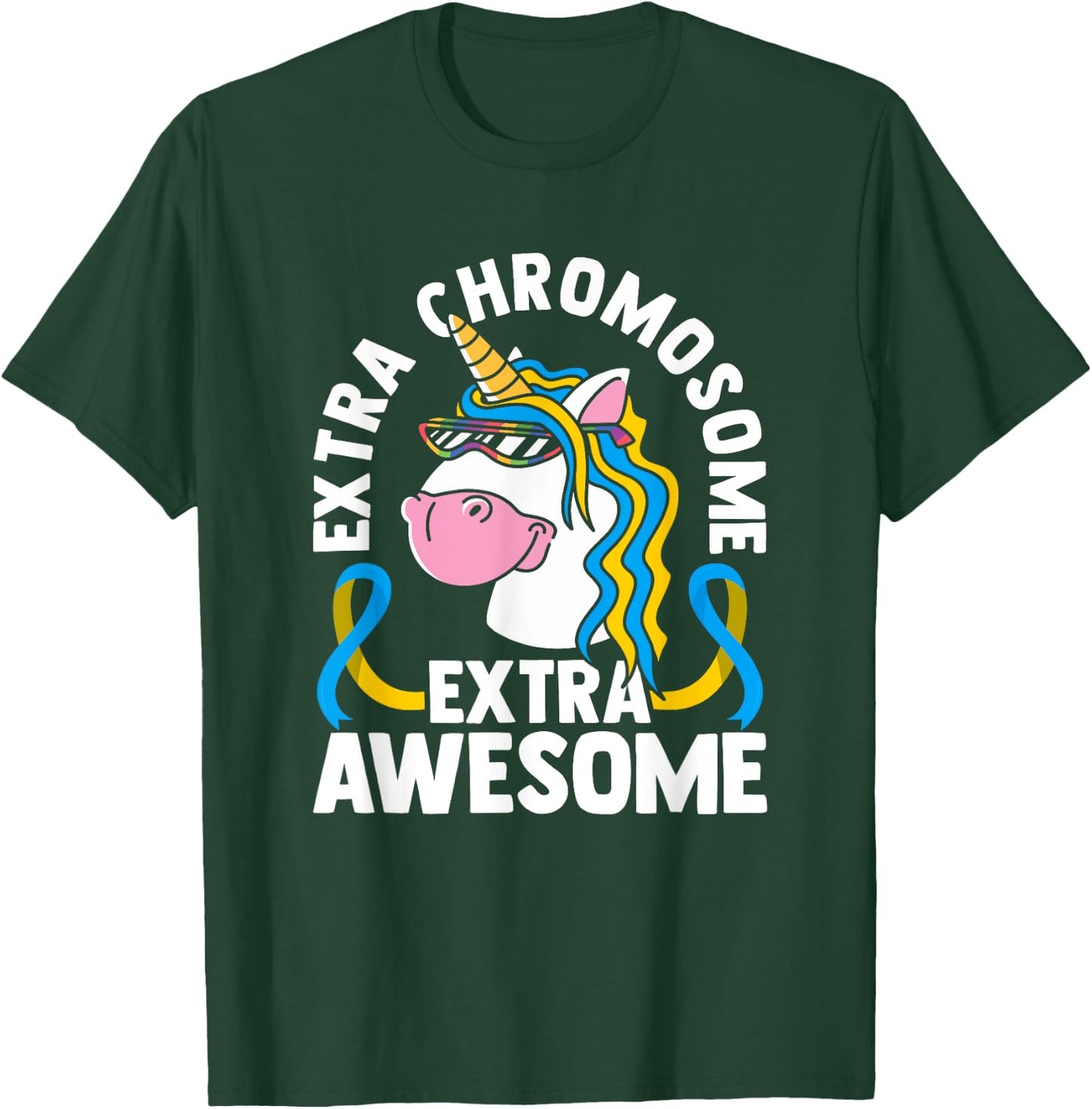 Extra Chromosome Extra Awesome Unicorn Down Syndrome T-Shirt - T-Shirt | Forest