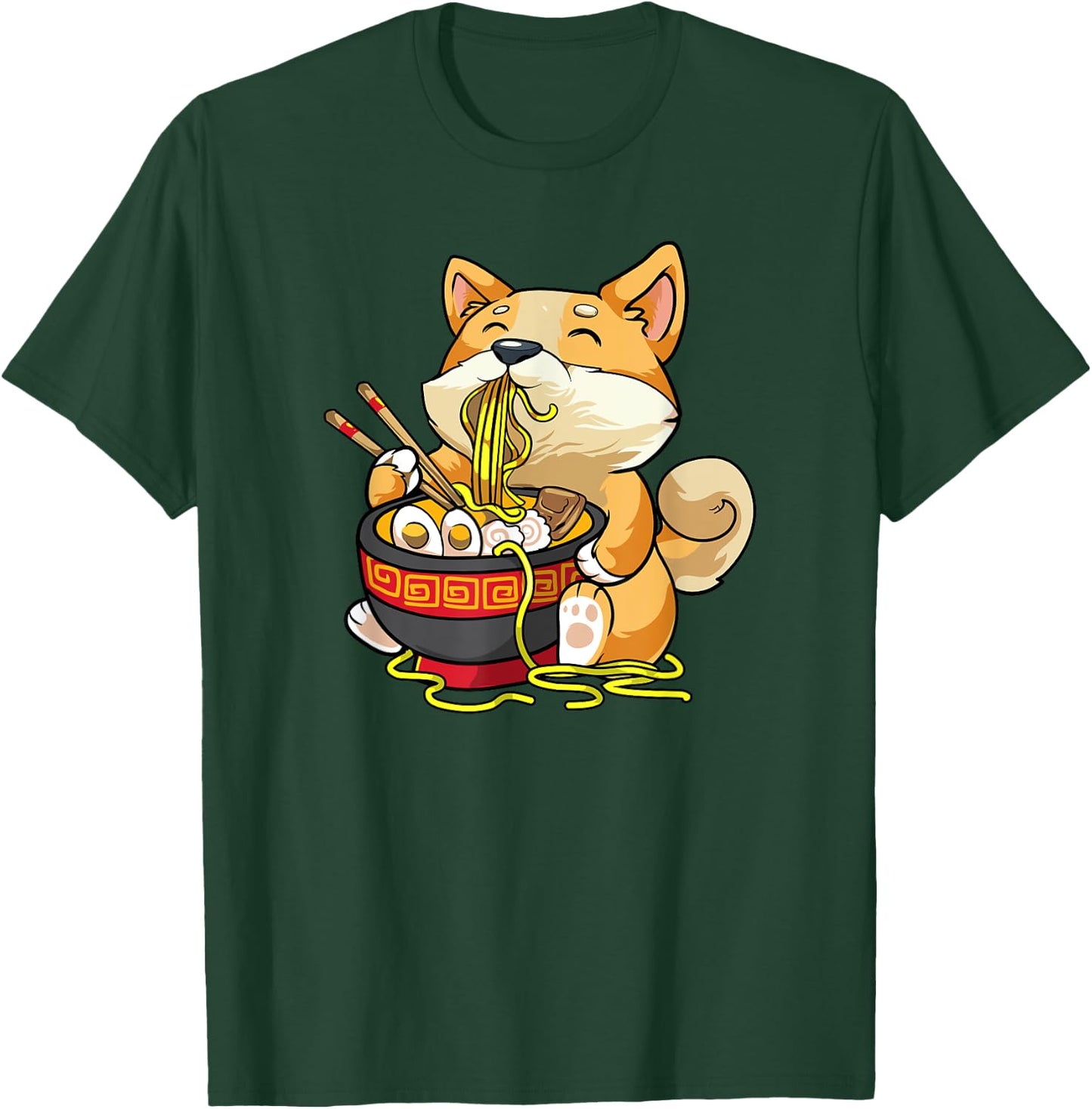 Corgi-Dog Eating Bowl of Ramen Pho Noodle Soup Japan Kawaii T-Shirt - T-Shirt | Forest