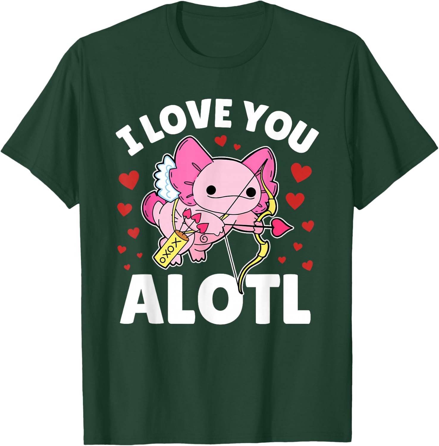 Axolotl I Love You A Lotl | Valentines Axolotl Pun for Kids T-Shirt - T-Shirt | Forest