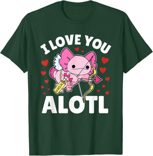 Axolotl I Love You A Lotl | Valentines Axolotl Pun for Kids T-Shirt - T-Shirt | Forest