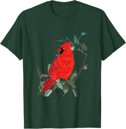 Northern cardinal, Red bird on tree branch T-Shirt - T-Shirt | Forest