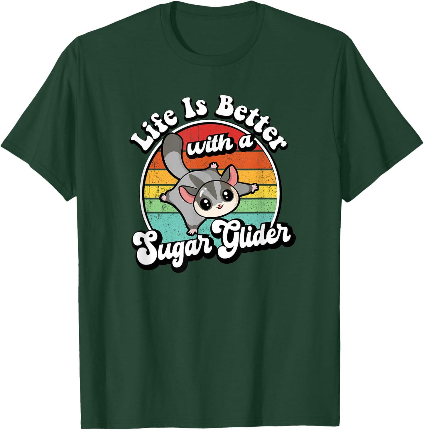 Cute Girls Retro Vintage Life Is Better Sugar Glider Lover T-Shirt - T-Shirt | Forest
