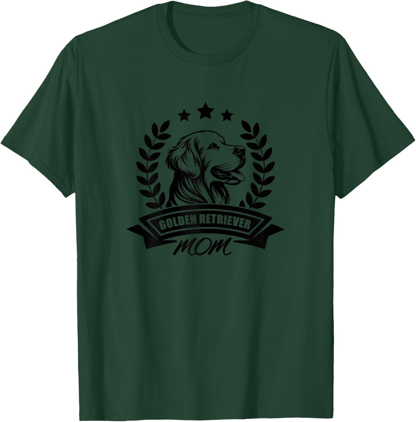 Golden Retriever Mom - With Banner and Ear Wreath T-Shirt - T-Shirt | Forest