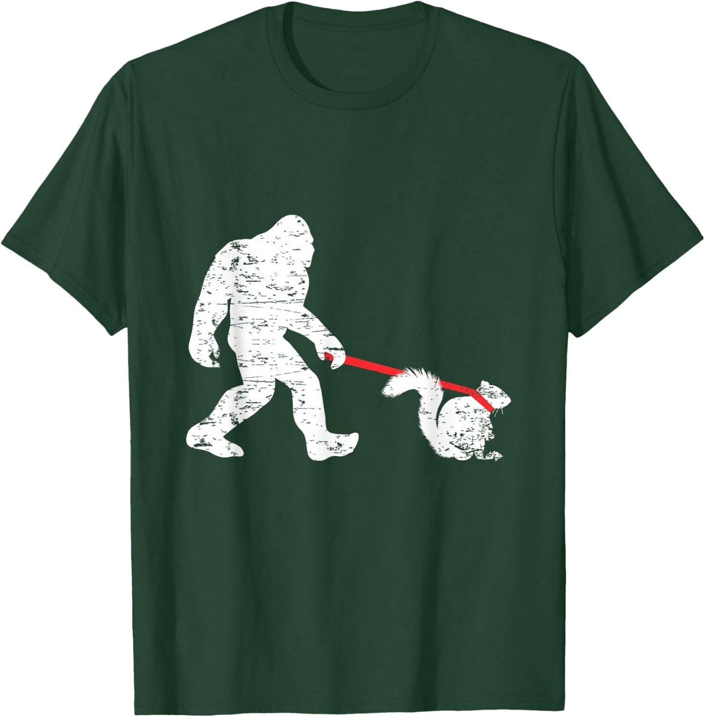Cool Big Foot and Squirrel Lover Gifts Bigfoot Walking Squirrel Funny Sasquatch Fan -Adults Black Small Classic Fit Short Sleeve Cotton 60% Polyester 40% T-Shirt - T-Shirt | Forest