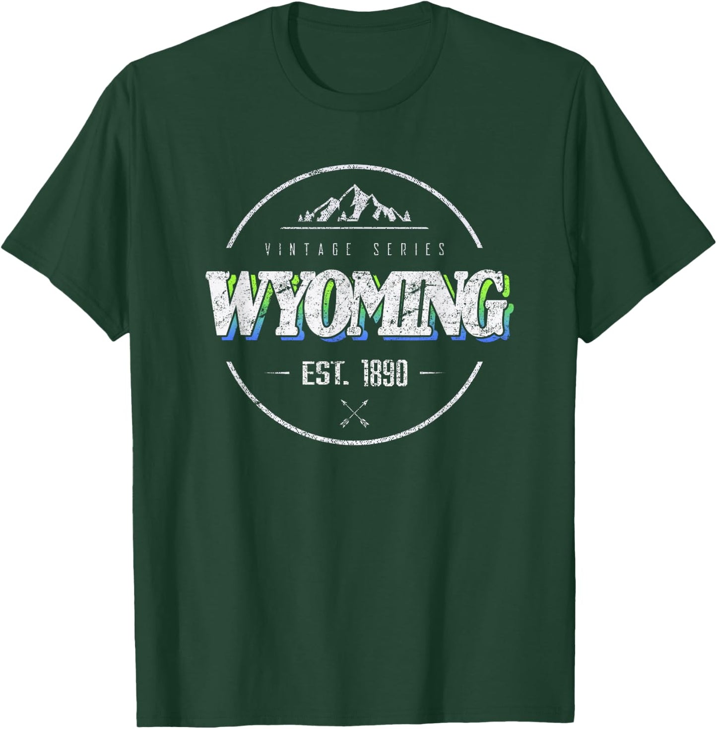 Wyoming Retro Vintage Mountain Outdoors State Graphic T-Shirt - T-Shirt | Forest