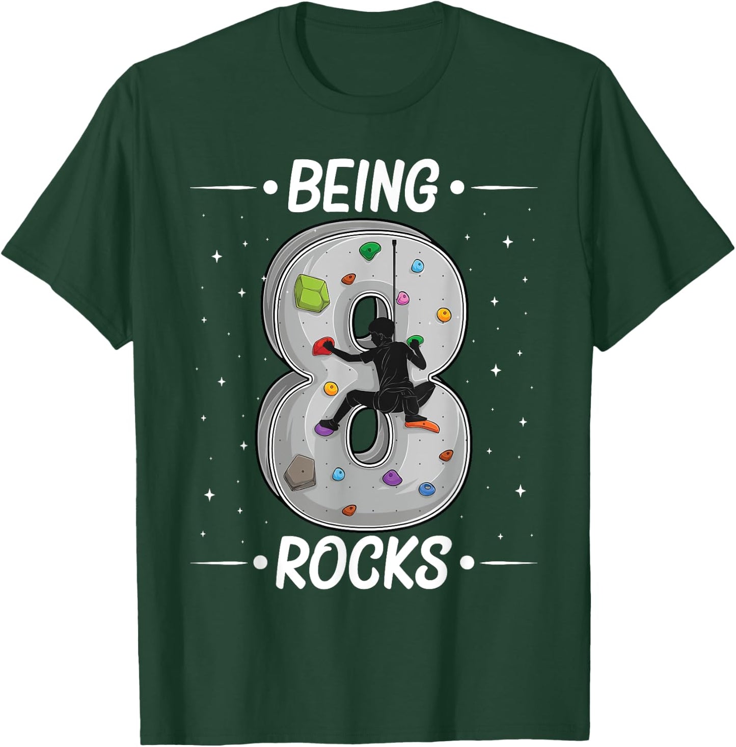 8 year old rock climbing 8th birthday Adventures Climber T-Shirt - T-Shirt | Forest