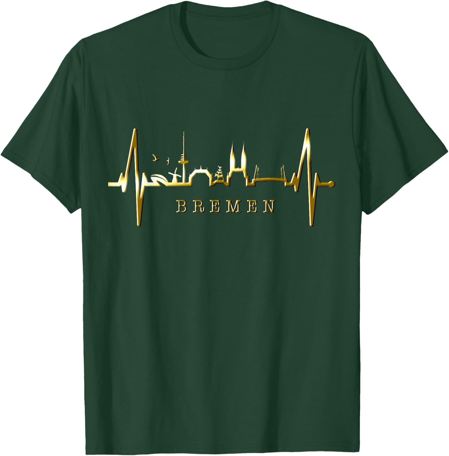Bremen Skyline Bremer Herzschlag Fan Herz Ich Liebe Bremen T-Shirt - T-Shirt | Forest