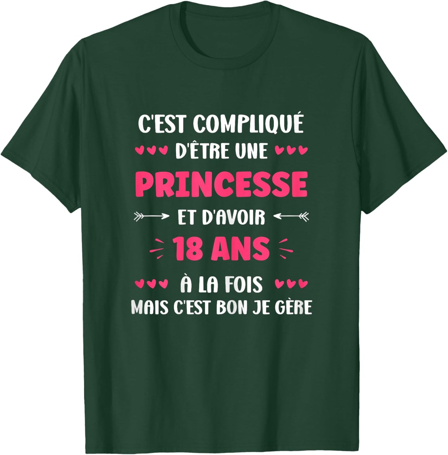 Girl 18 Years Funny Princess Birthday Teen 18 Years , Black, Female X-Small T-Shirt - T-Shirt | Forest