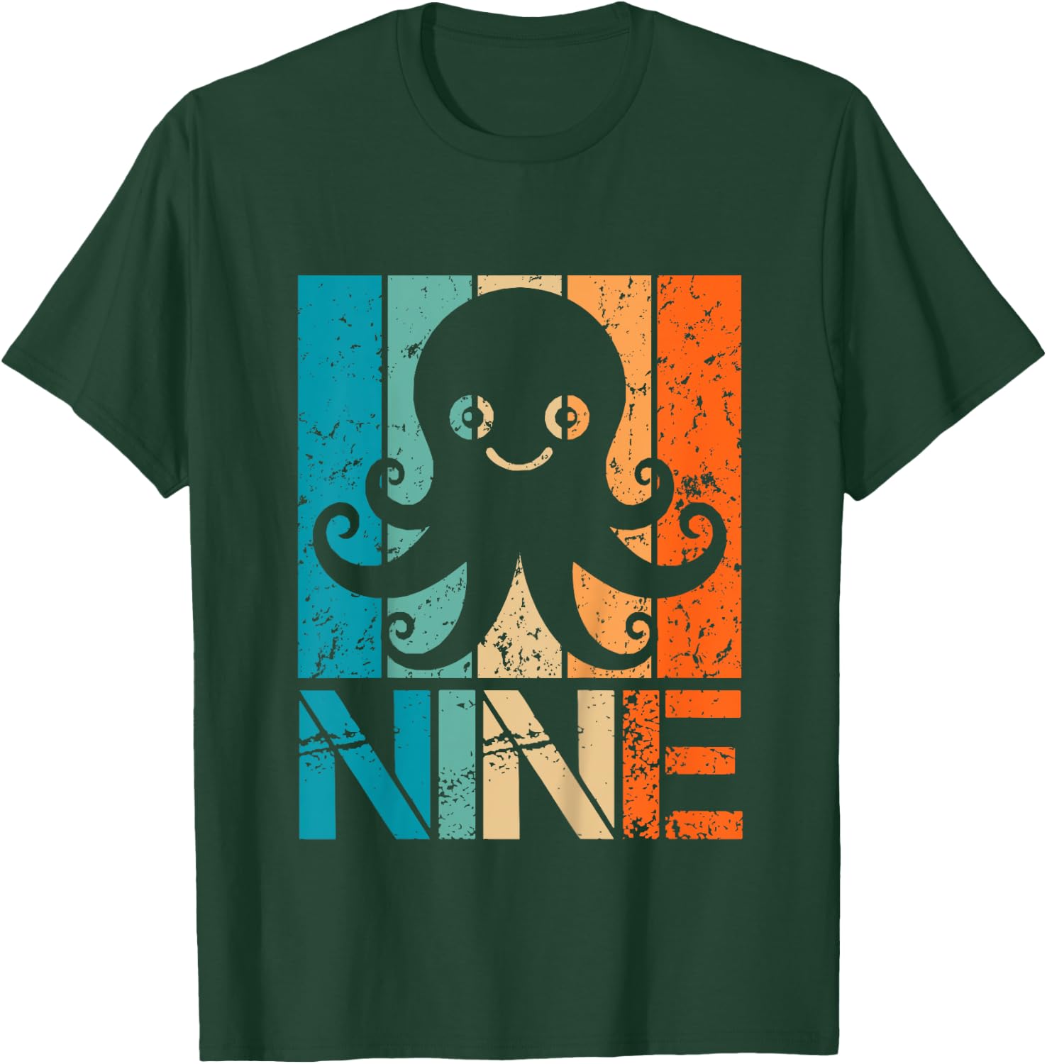 Kids Funny 9th Octopus Birthday 9 Year Old Birthday Octopus T-Shirt - T-Shirt | Forest
