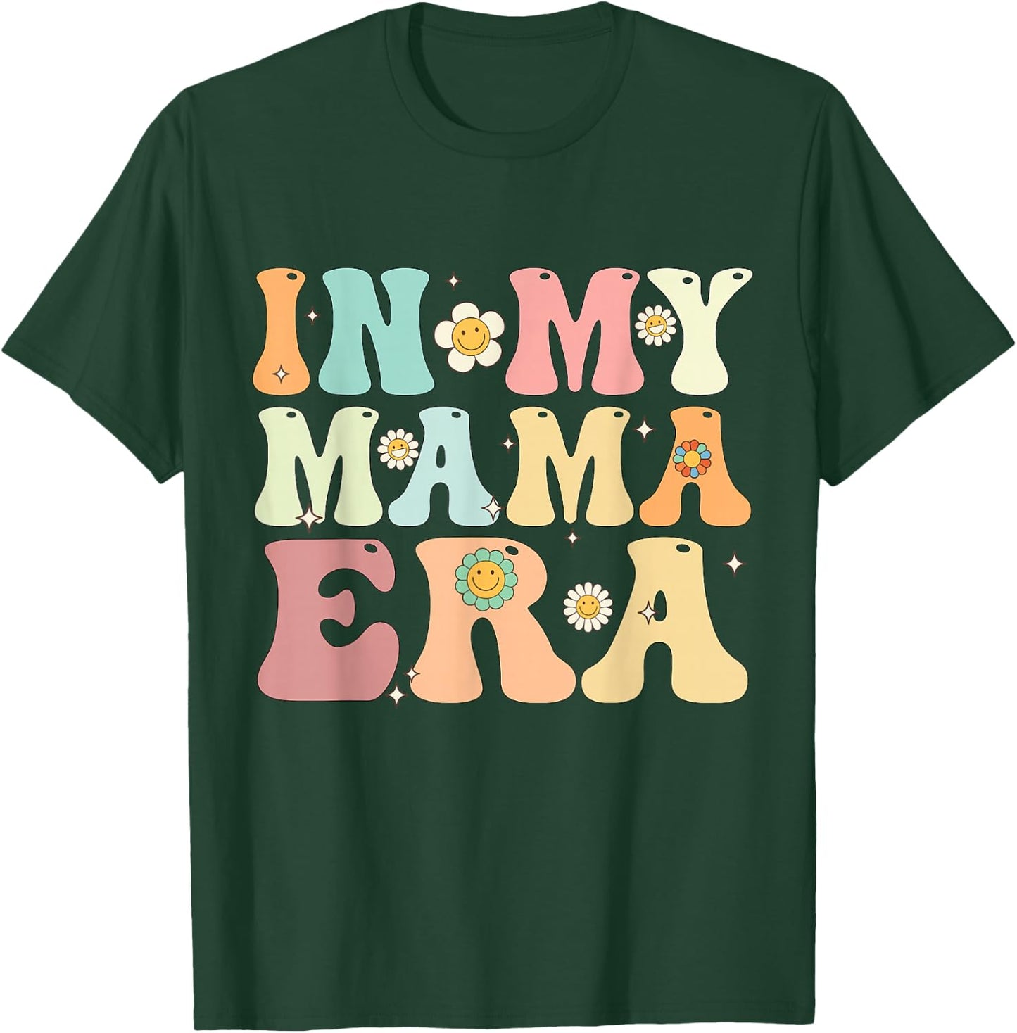 In My Mama Era Groovy Retro Mom Mother's Day 2025 T-Shirt - T-Shirt | Forest