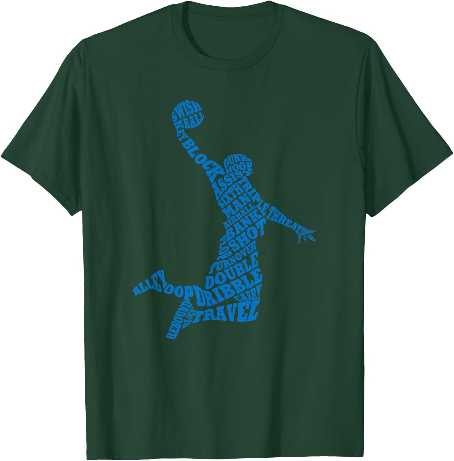 Basketball Player Typography Word Art T-Shirt - T-Shirt | Forest
