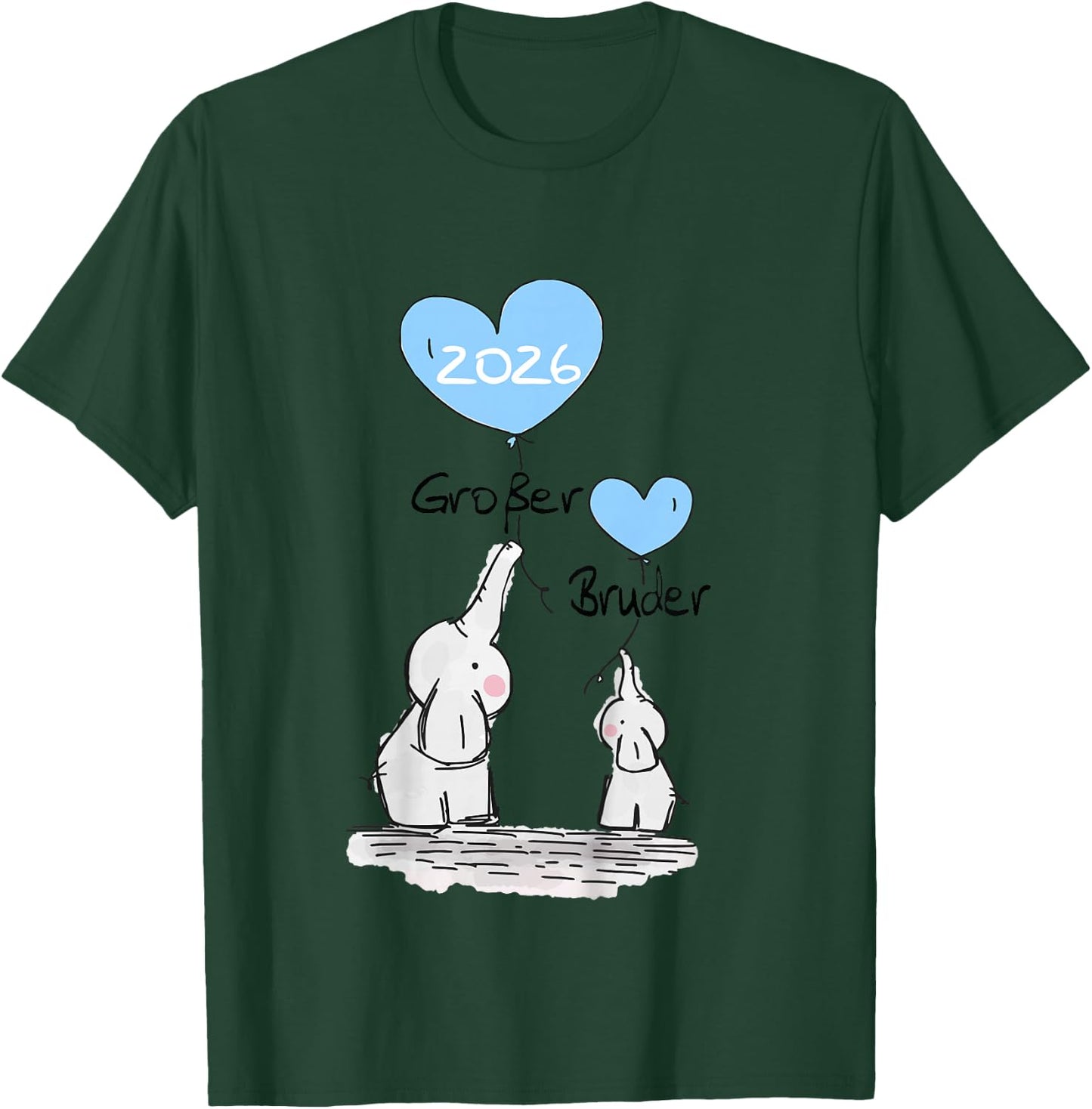 Children's Big Brother 2026 Gift Elephant Announcement Birth , White T-Shirt - T-Shirt | Forest