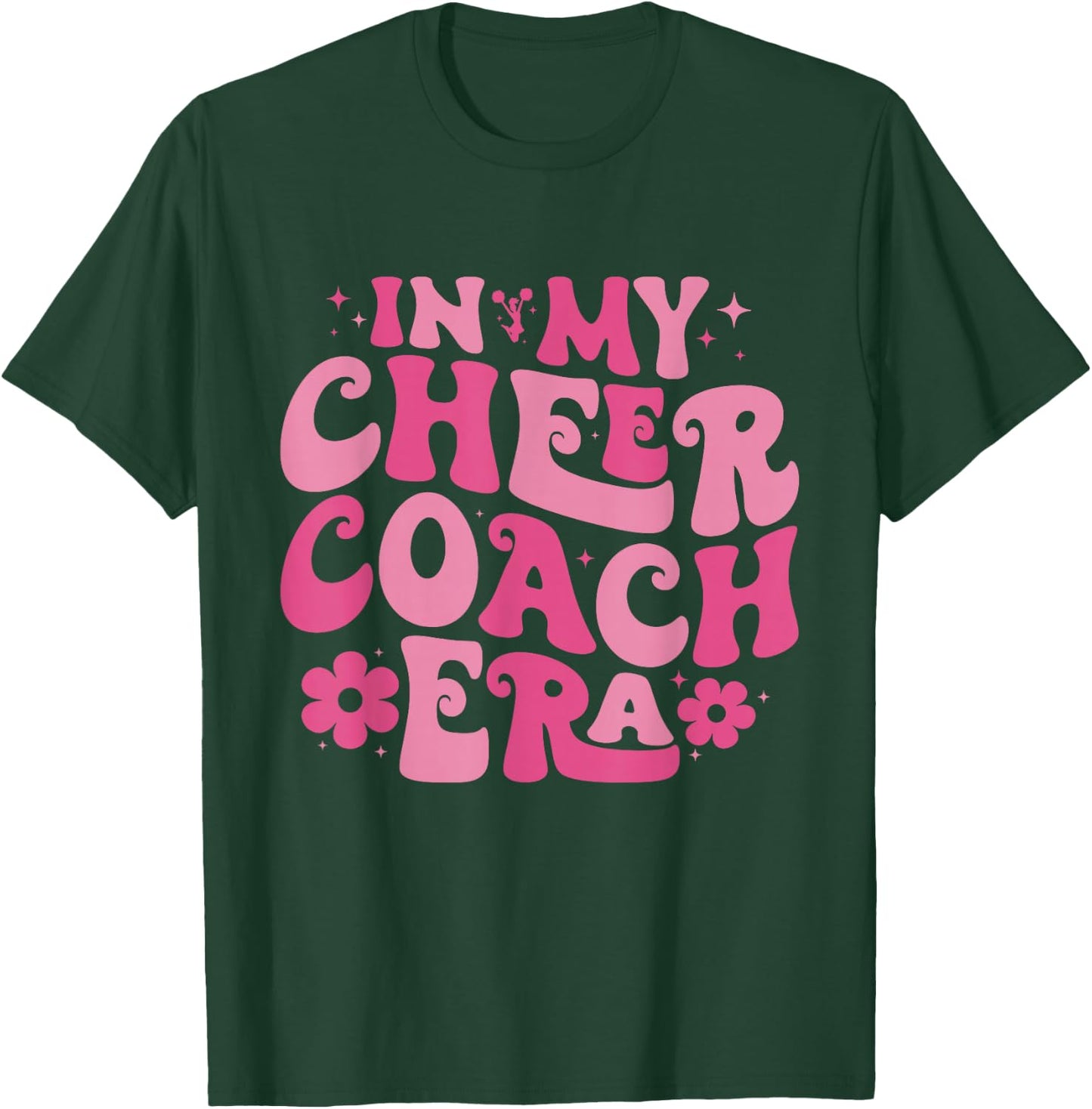 In My Cheer Coach Era Retro Groovy T-Shirt - T-Shirt | Forest