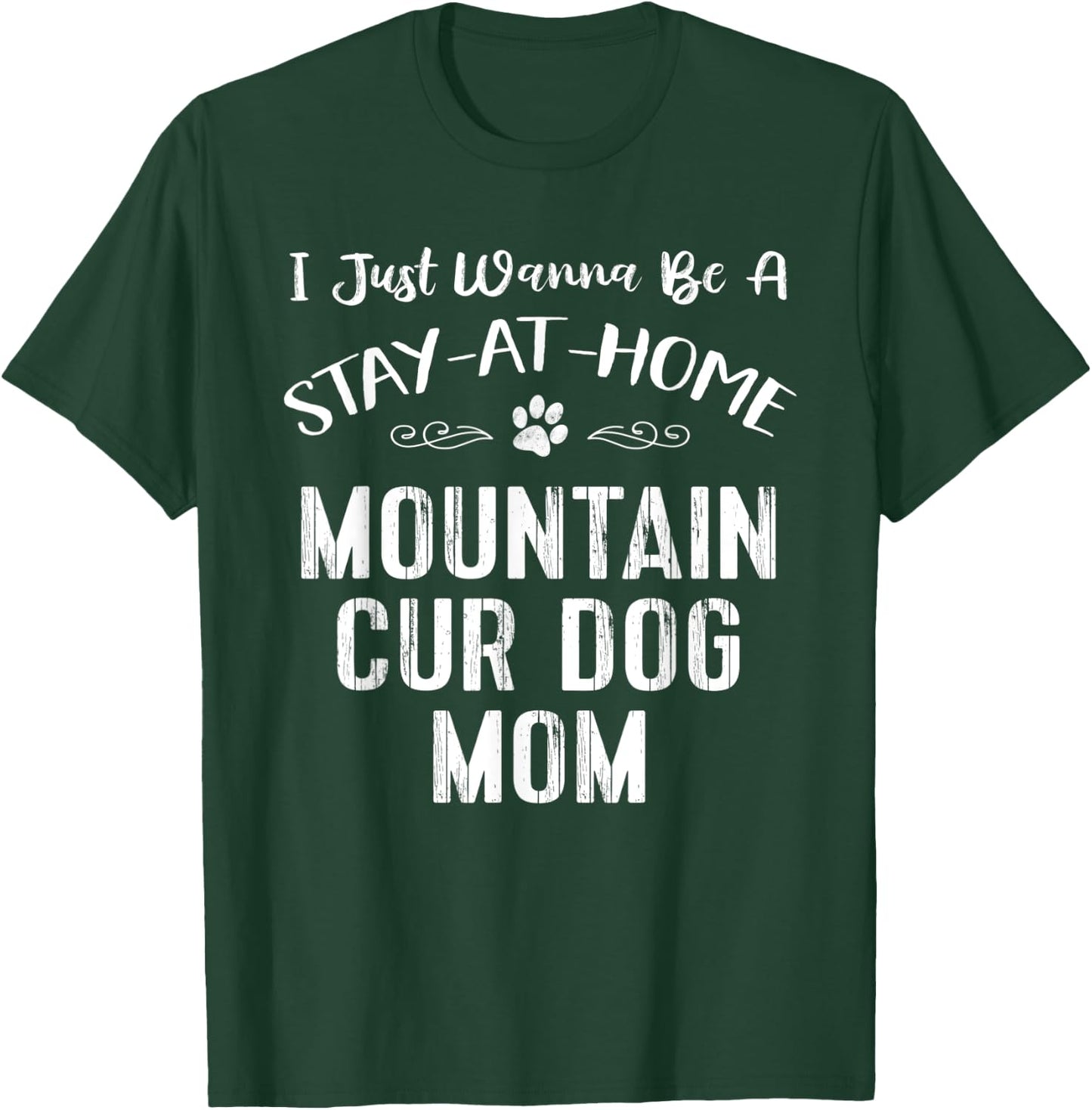 Mountain Cur Dog Mom Gift Love Paw Print Heart Men Women Kids T-Shirt - T-Shirt | Forest