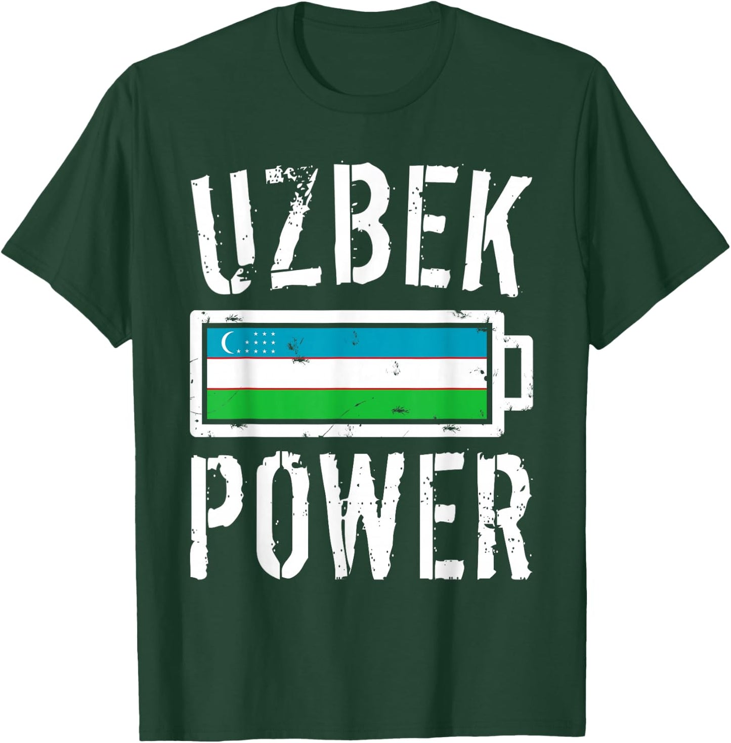 Uzbekistan Flag | Uzbek Power Battery Proud T-Shirt - T-Shirt | Forest