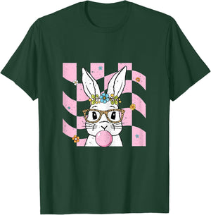 Easter Bunny with Leopard Glasses Rabbit Easter Day T-Shirt - T-Shirt | Forest