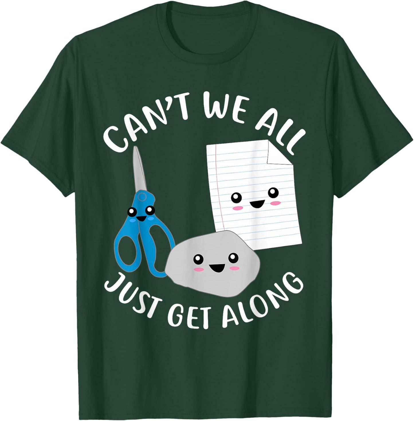 Rock Paper Scissors Funny Kawaii Can't We All Just Get Along T-Shirt - T-Shirt | Forest