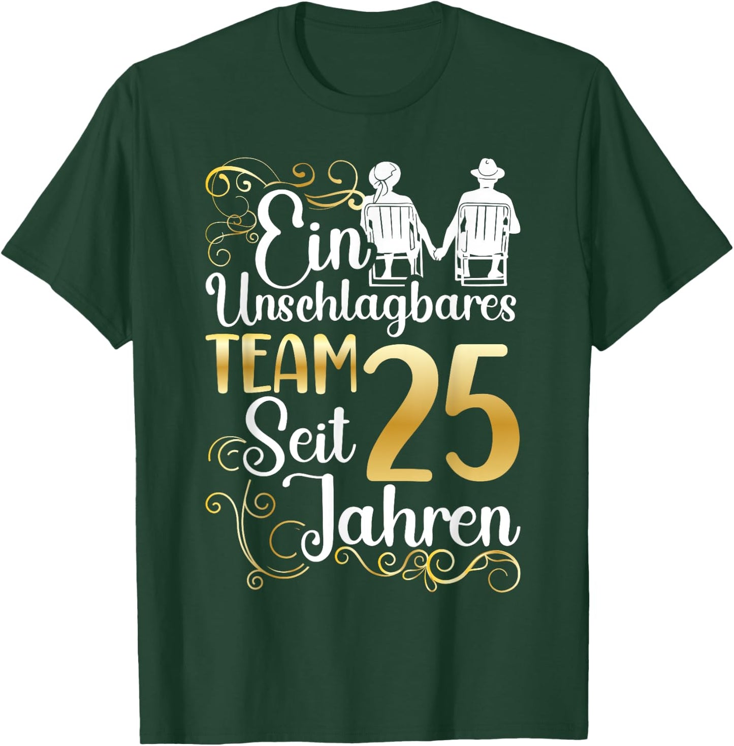 Silver Wedding 25 Years Married Wedding Anniversary , black, s T-Shirt - T-Shirt | Forest