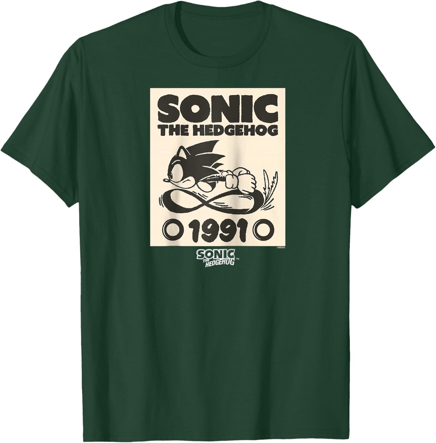 Sonic The Hedgehog 1991 Epic Run Vintage Sketch Raglan Baseball T-Shirt - T-Shirt | Forest