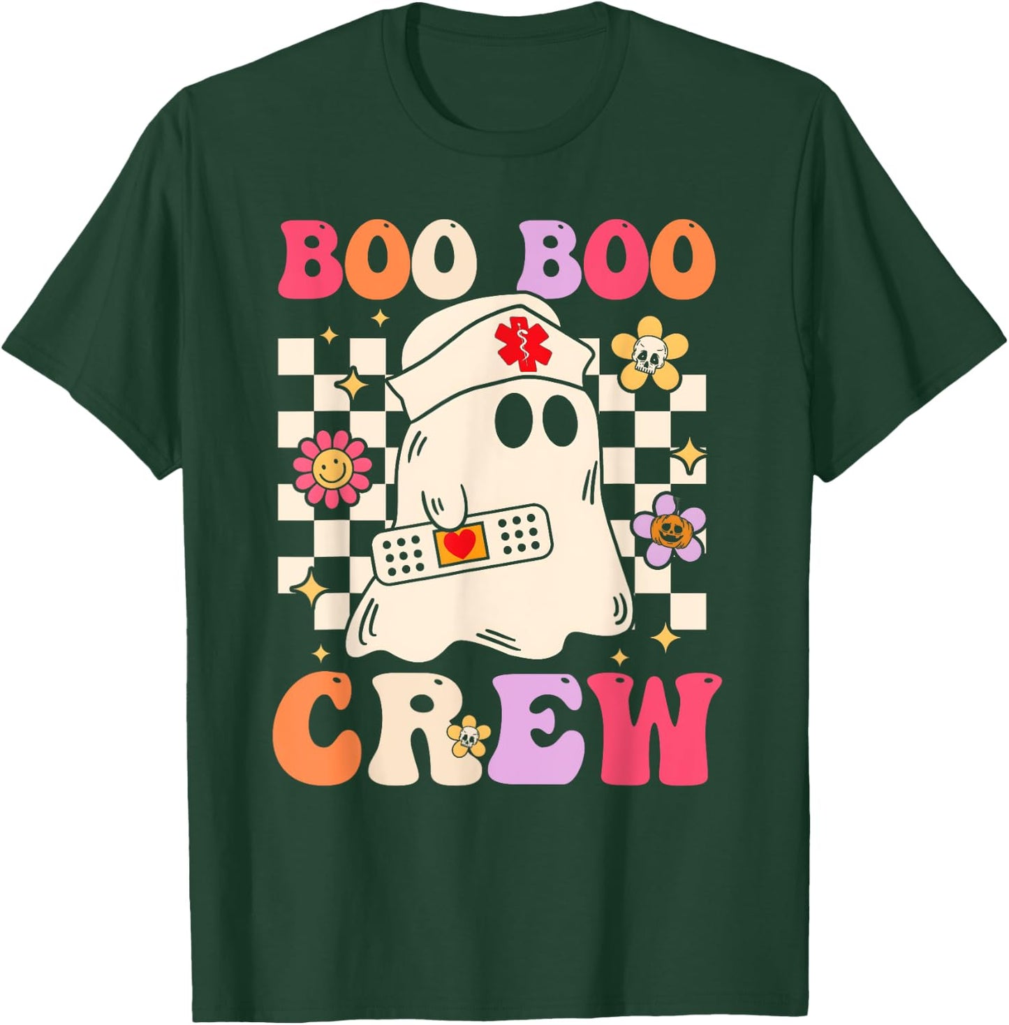 Groovy Boo Boo Crew Nurse Ghost Paramedic Funny Halloween T-Shirt - T-Shirt | Forest