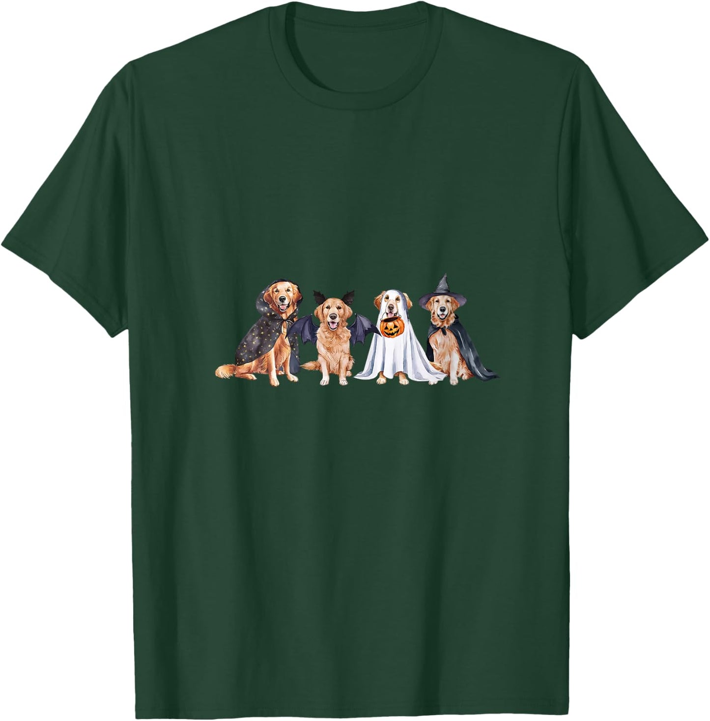 Golden Retriever Ghost Dog Halloween Golden Retriever Witch V-Neck T-Shirt - T-Shirt | Forest
