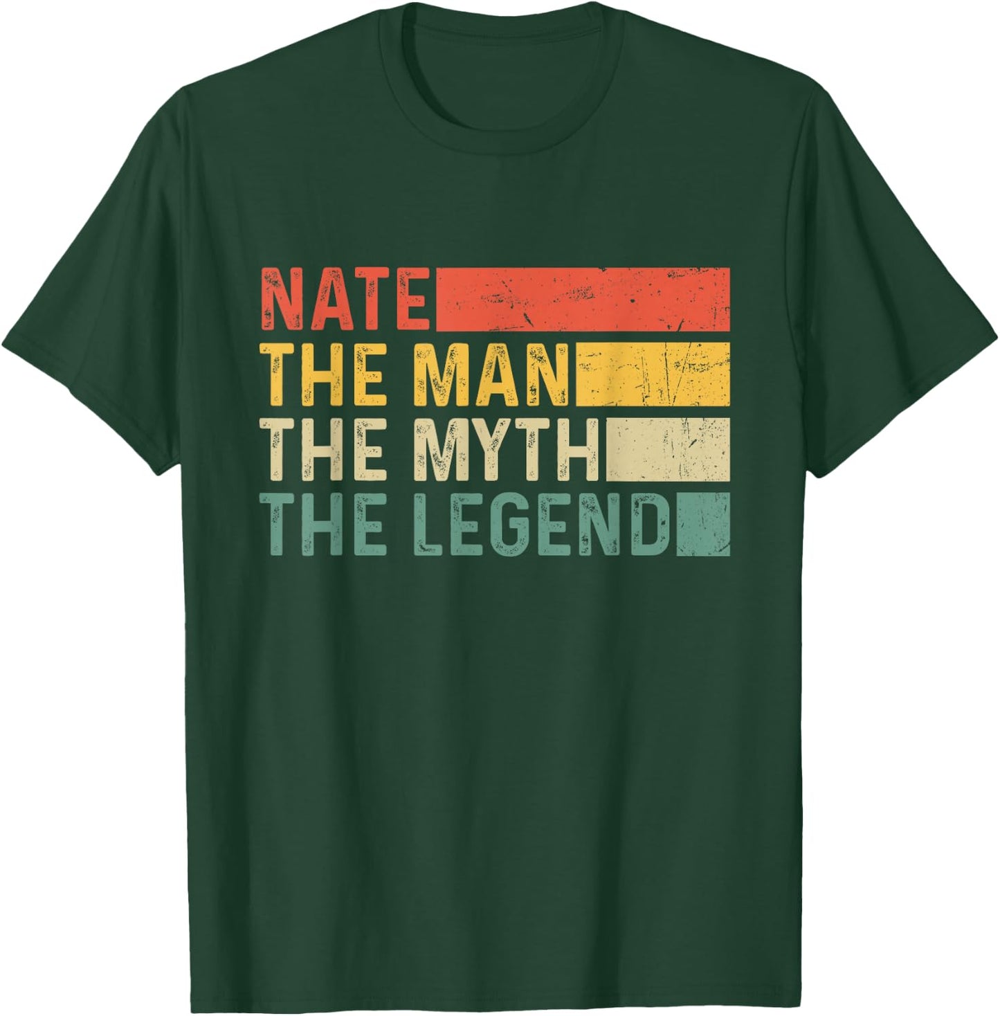 Nate The Man The Myth The Legend Vintage Gift Nate T-Shirt - T-Shirt | Forest