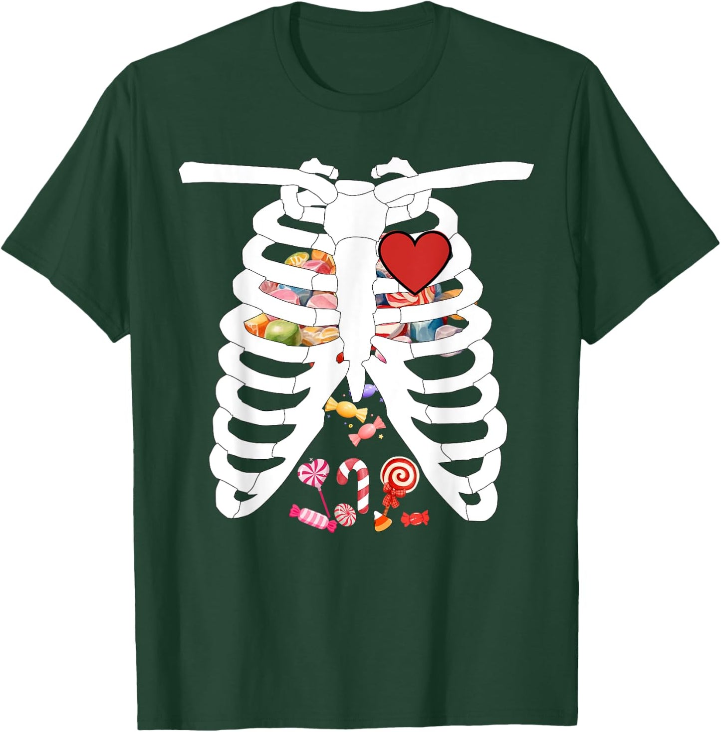 Skeleton Rib Cage X-ray Candy Funny Halloween Costume Kids T-Shirt - T-Shirt | Forest