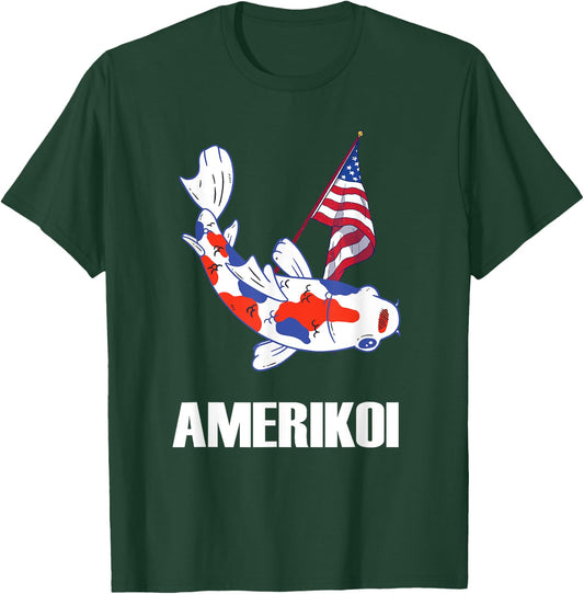 Patriotic American Flag Koi Fish 4th Of July American T-Shirt - T-Shirt | Forest