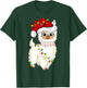 Xmas Lights Santa Hat Llama Christmas T-Shirt - T-Shirt | Forest