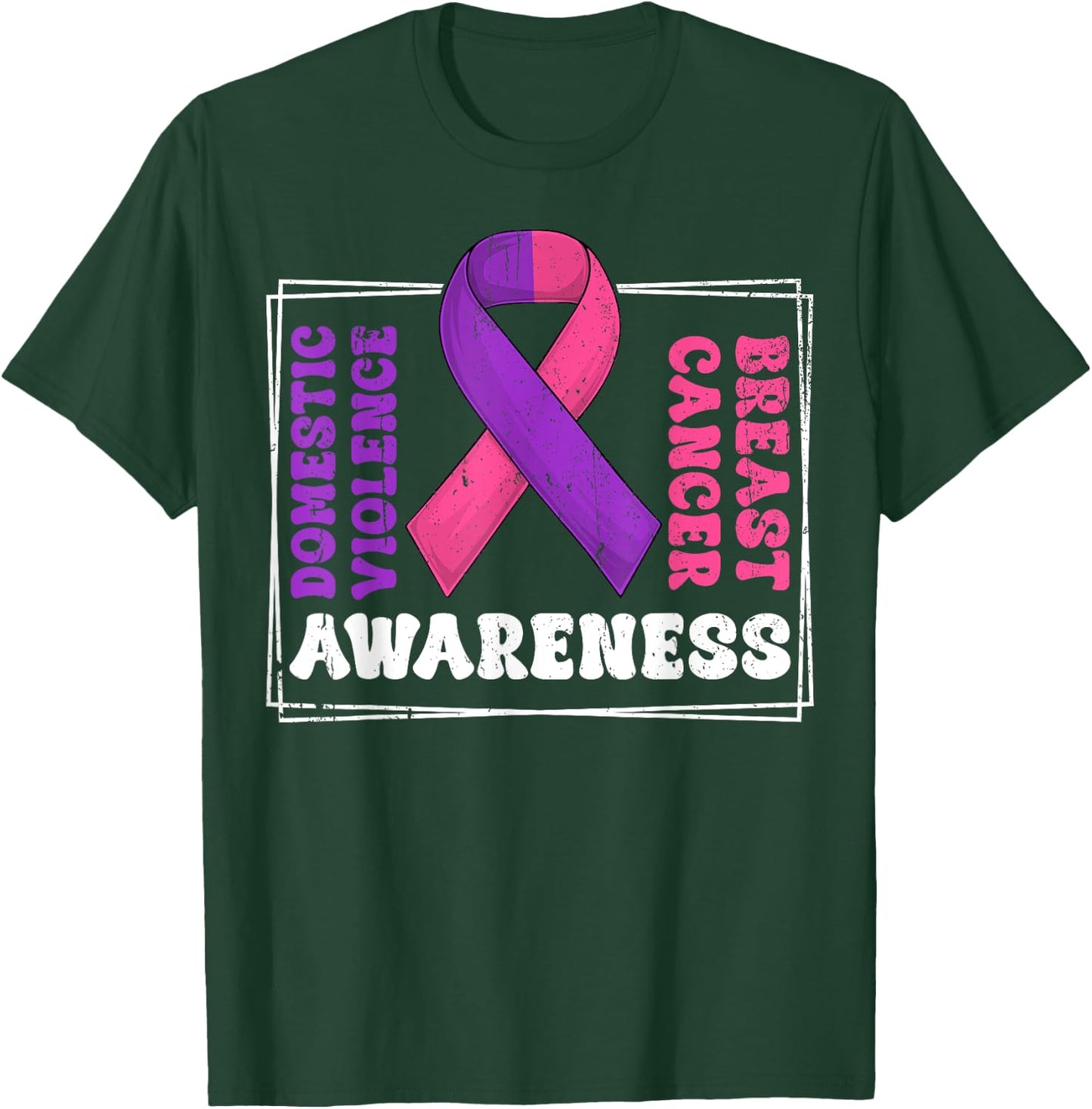 Groovy Domestic Violence And Breast Cancer Awareness Month T-Shirt - T-Shirt | Forest