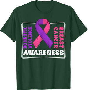 Groovy Domestic Violence And Breast Cancer Awareness Month T-Shirt - T-Shirt | Forest