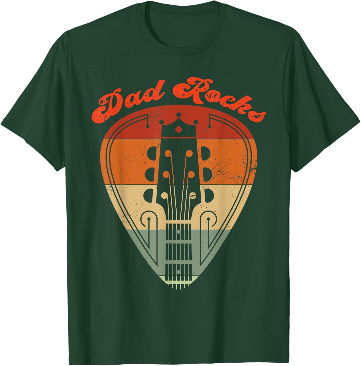 Dad Rocks Guitar Vintage Retro Father's Day Matching T-Shirt - T-Shirt | Forest