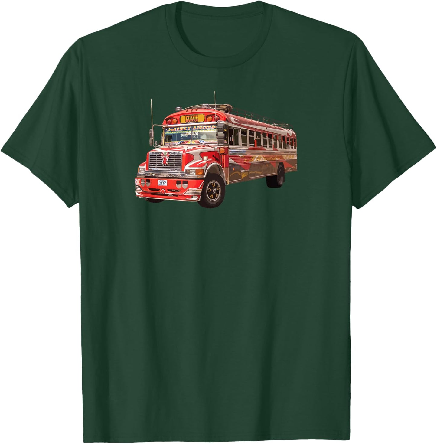 Chicken Bus Guatemala Quetzal Guate Tikal Maya Antigua 502 T-Shirt - T-Shirt | Forest