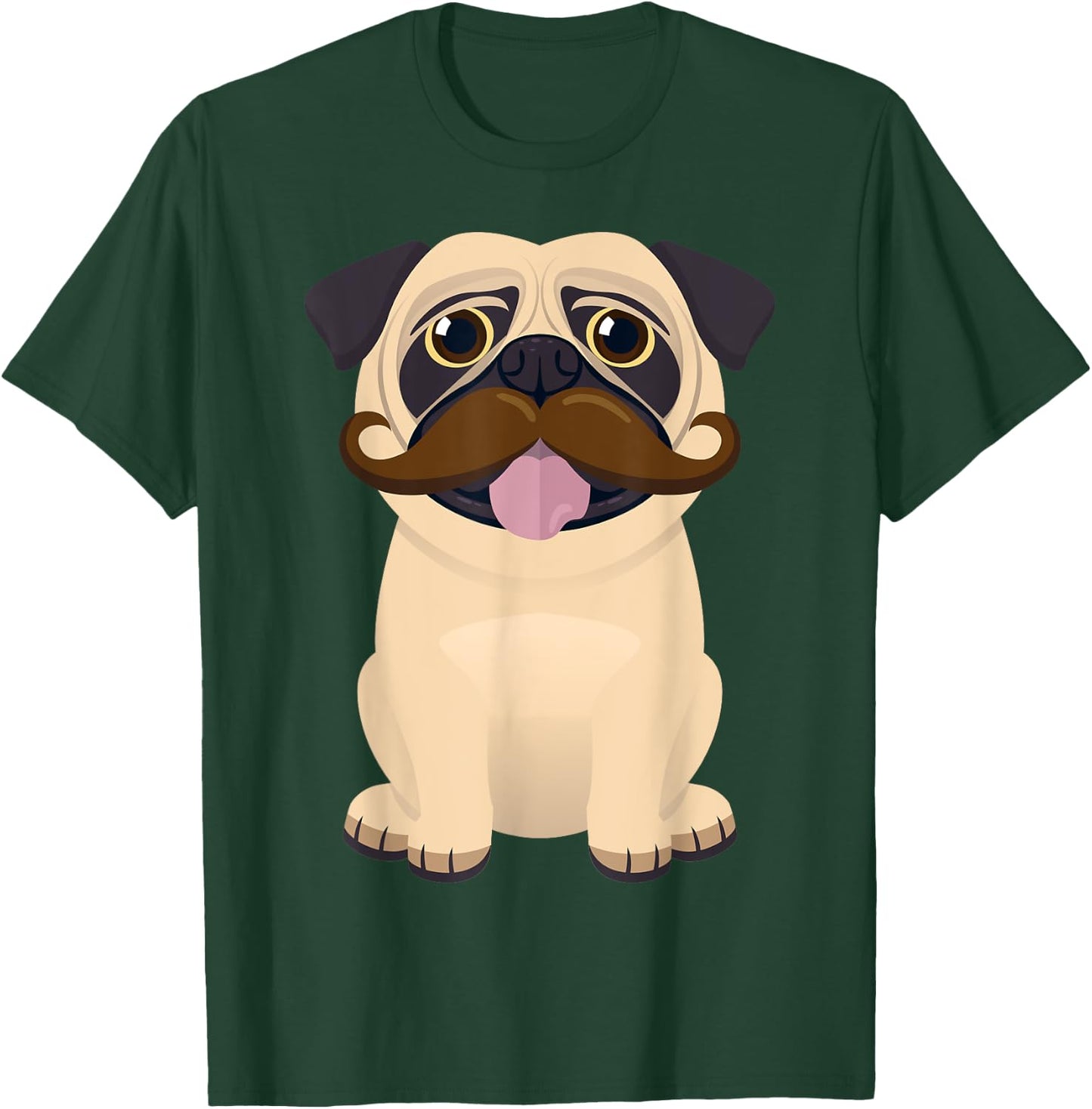 Funny Christmas Xmas Pug Dog Mustache Kids Costume T-Shirt - T-Shirt | Forest