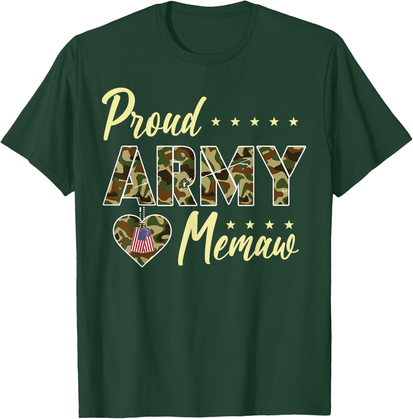 Proud Army Memaw Camouflage Soldier Family Love Military T-Shirt - T-Shirt | Forest
