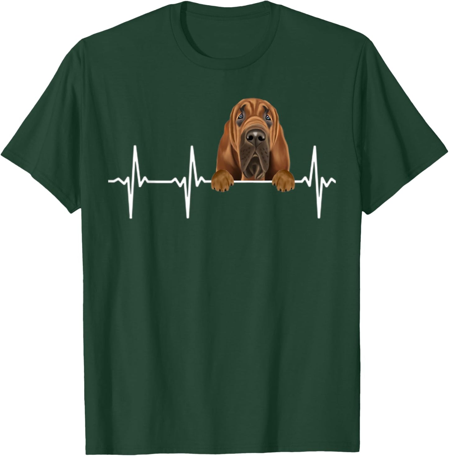Funny Dog Heartbeat For Bloodhound Lovers Men Women Kids T-Shirt - T-Shirt | Forest