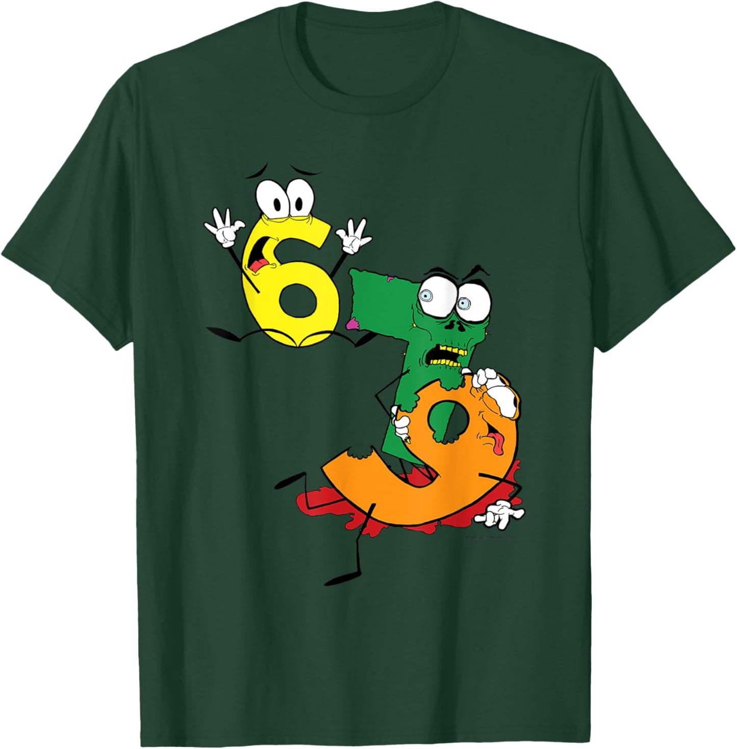 Why was 6 Afraid of 7 Seven Ate Nine Cute Zombie Pun T-Shirt - T-Shirt | Forest
