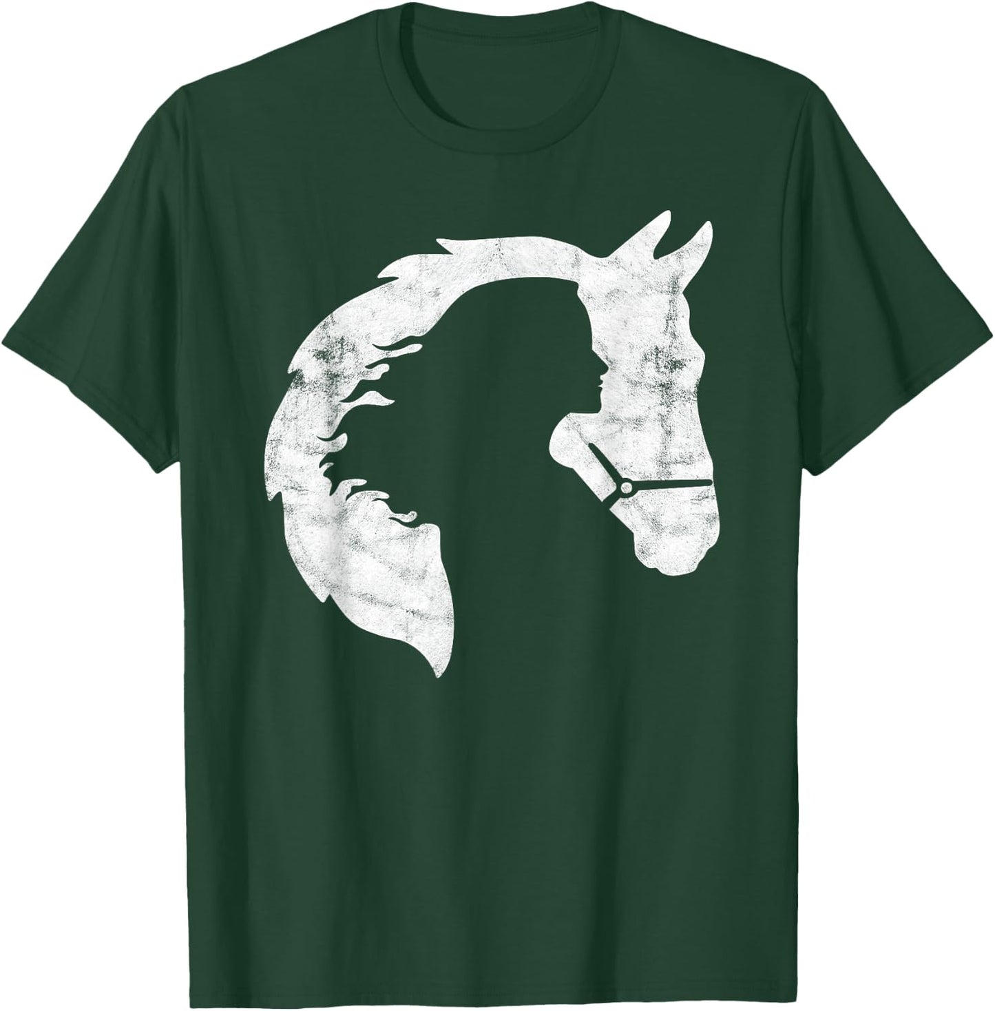Retro Horse Young Woman With Horse Love Horse Silhouette T-Shirt - T-Shirt | Forest