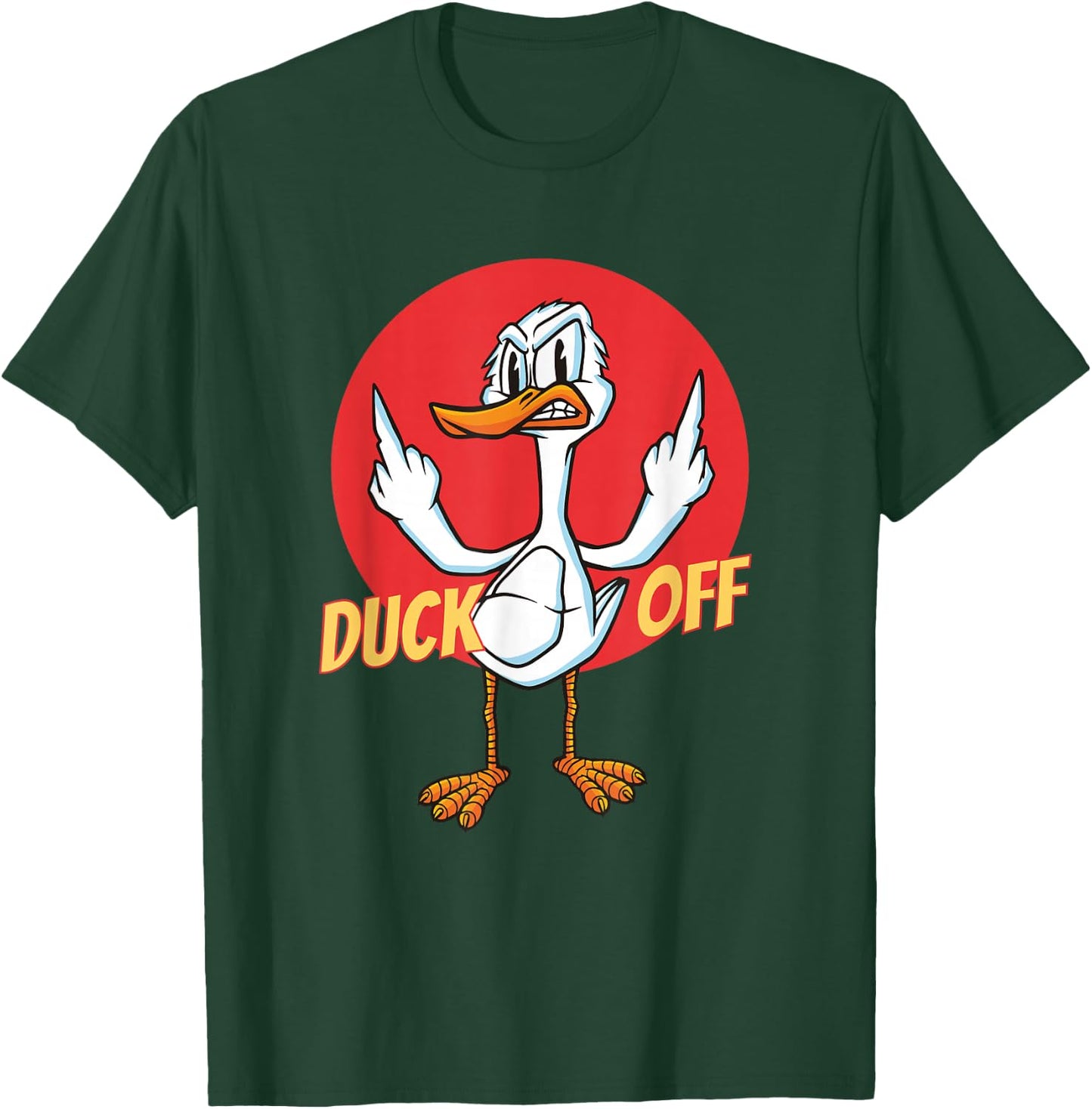 Duck Off Sarcastic Funny Middle Finger Pun Duck Cartoon T-Shirt - T-Shirt | Forest