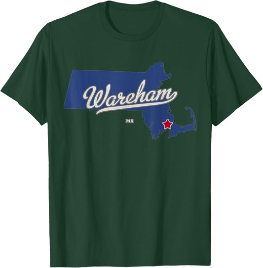 Wareham Massachusetts MA Map T-Shirt - T-Shirt | Forest