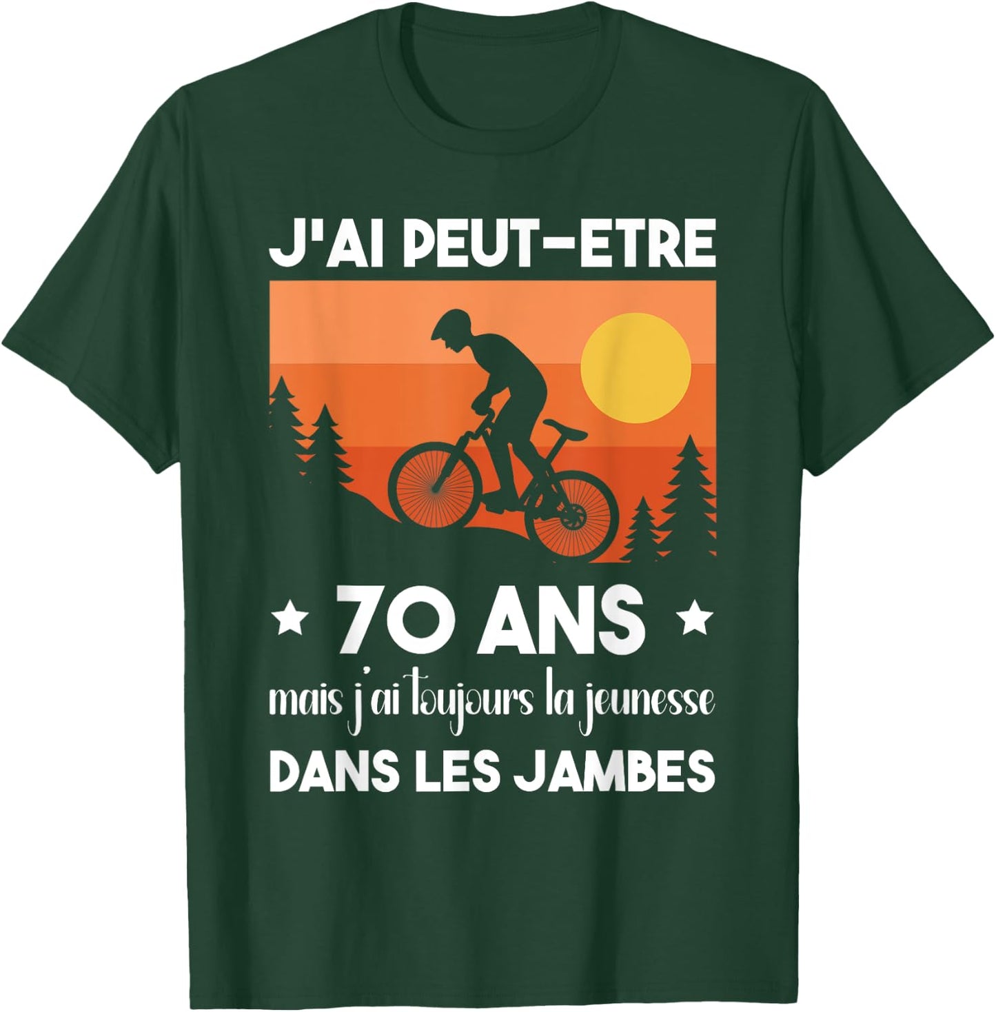 70 Years Birthday Bike Vintage Humor Cycling , Black, S T-Shirt - T-Shirt | Forest