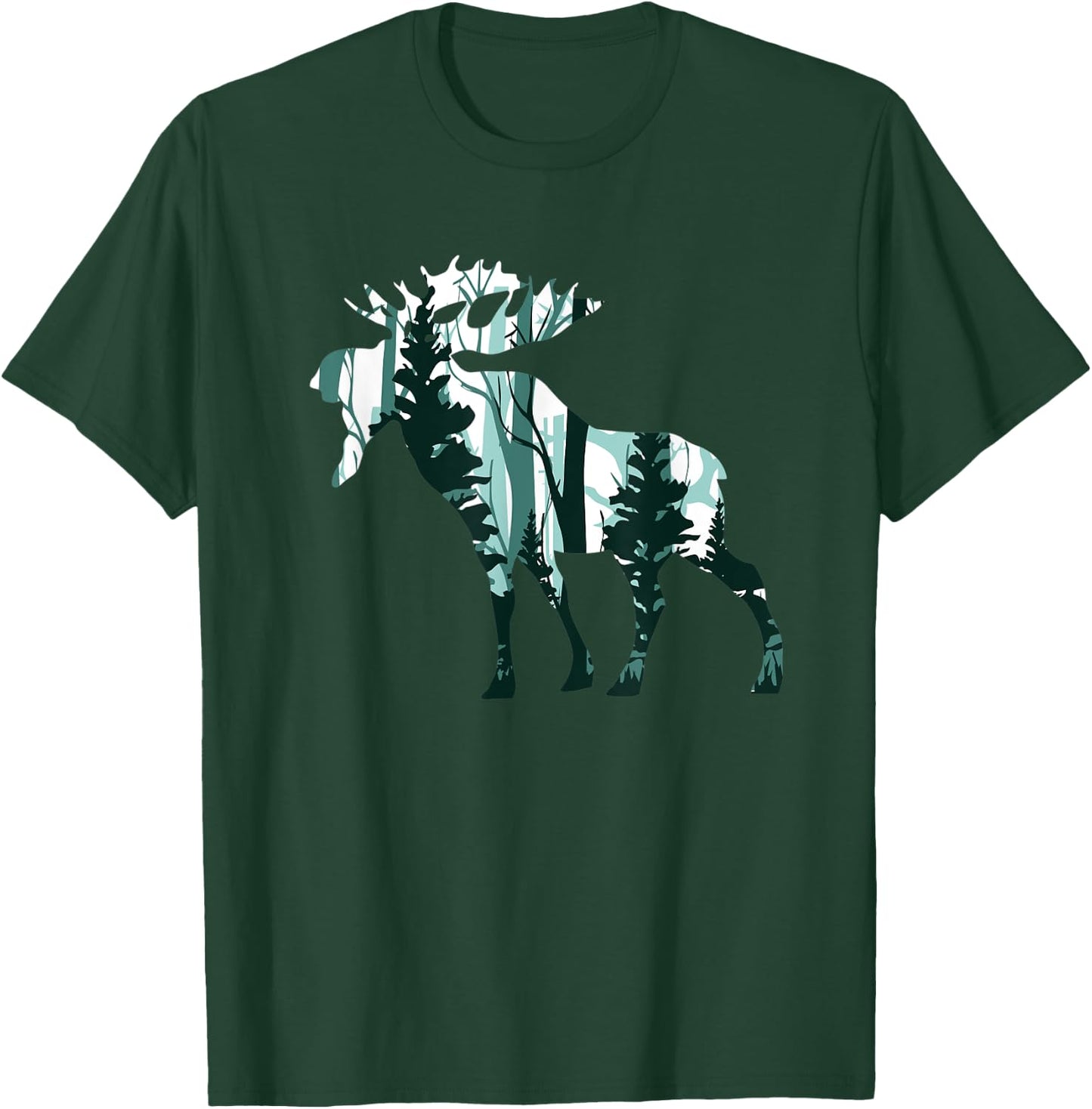 Nature Moose Hunter Gifts Hunting Bull Cow Antler Outdoors T-Shirt - T-Shirt | Forest