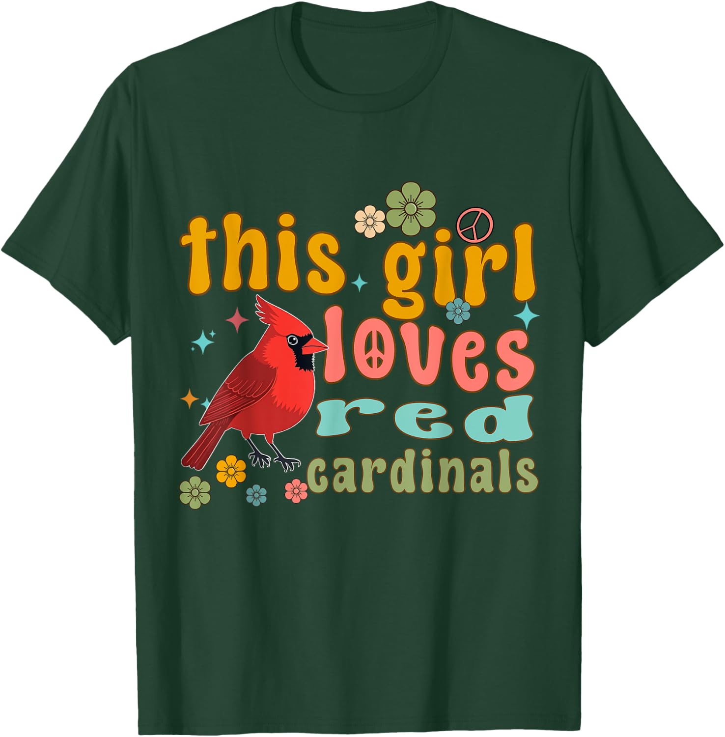 Red Cardinal Bird Women Men Girl Boys Northern Cardinal T-Shirt - T-Shirt | Forest
