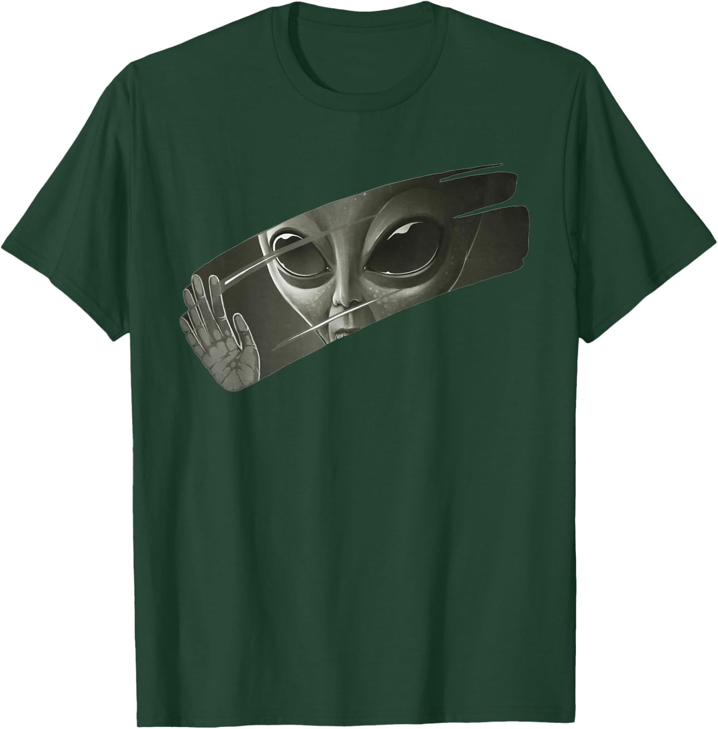 Aliens | Men's Women's Funny Graphic UFO Alien , black T-Shirt - T-Shirt | Forest