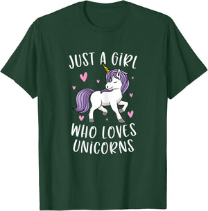 Just A Girl Who Loves Unicorns Funny Unicorn Gifts For Girls T-Shirt - T-Shirt | Forest