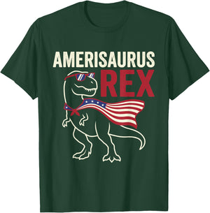Funny 4th of July Dinosaur Amerisaurus Rex Boys Kids Youth T-Shirt - T-Shirt | Forest