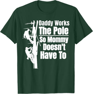 Dads Funny Electrical Lineman Gear | Husband & Lineman Wife T-Shirt - T-Shirt | Forest
