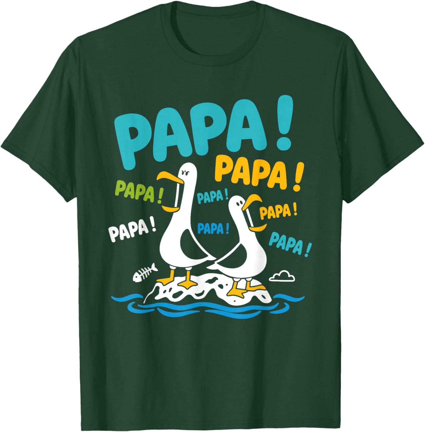 Bague fête des pères Humour Enfant Qui crie Mouette Papa T-Shirt - T-Shirt | Forest