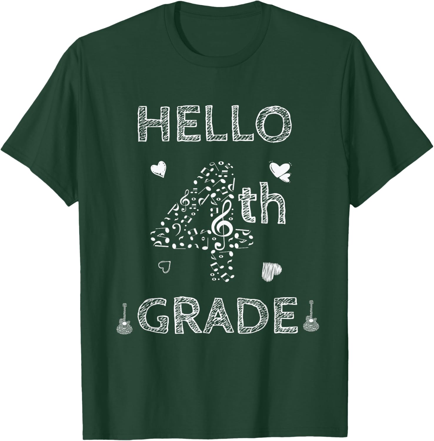 Back To School 4th Grade shirt hello fourth grade music T-Shirt - T-Shirt | Forest